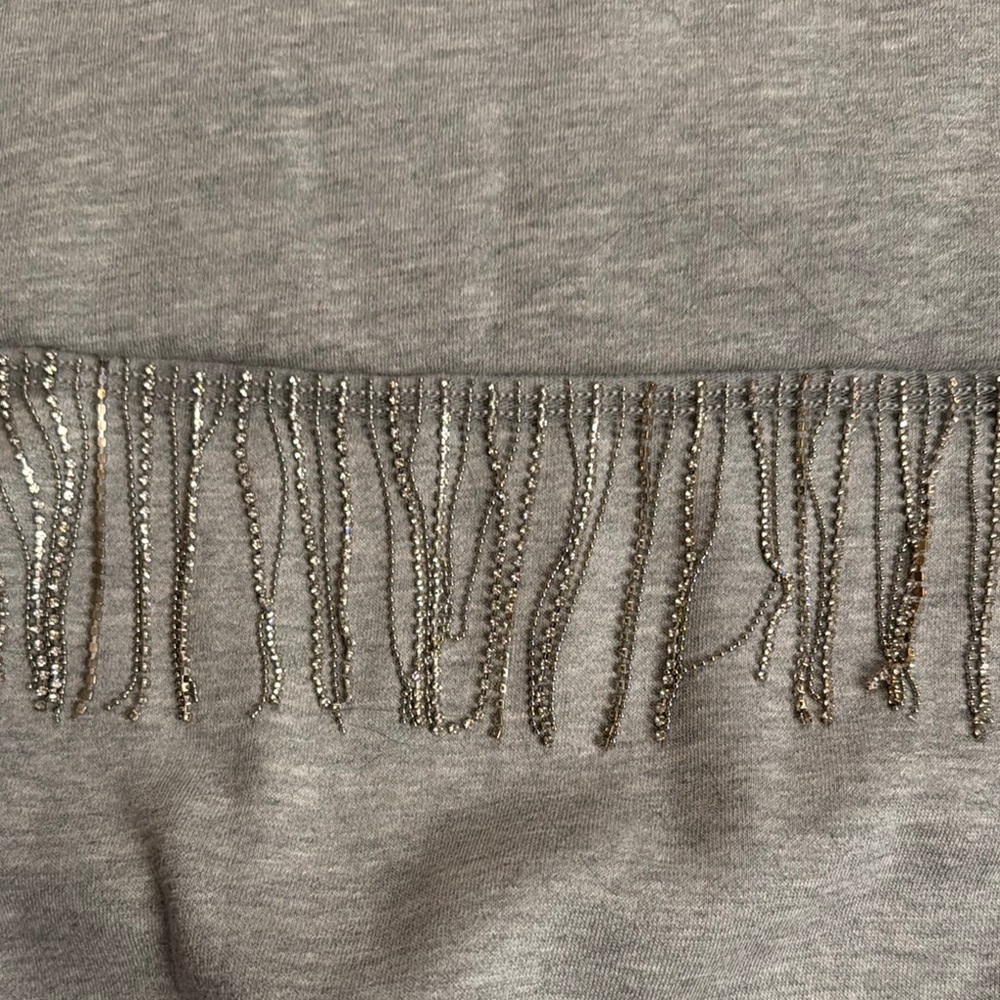 Gray Rhinestone Fringe sweatshirt - Picture 2 of 4
